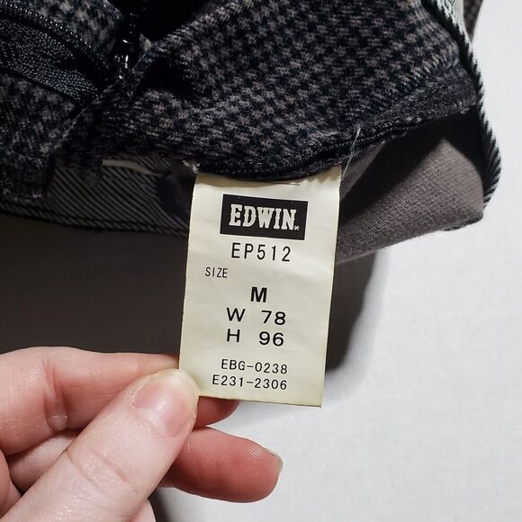 Edwin Prestige Pants Size M Houndstooth Pattern Black Tan Corduroy Womens - Picture 13 of 14